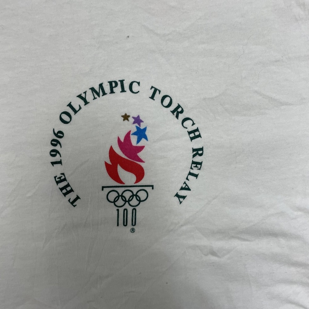 vintage Olympics torch relay shirt mens xl white 1990s - Picture 2 of 11